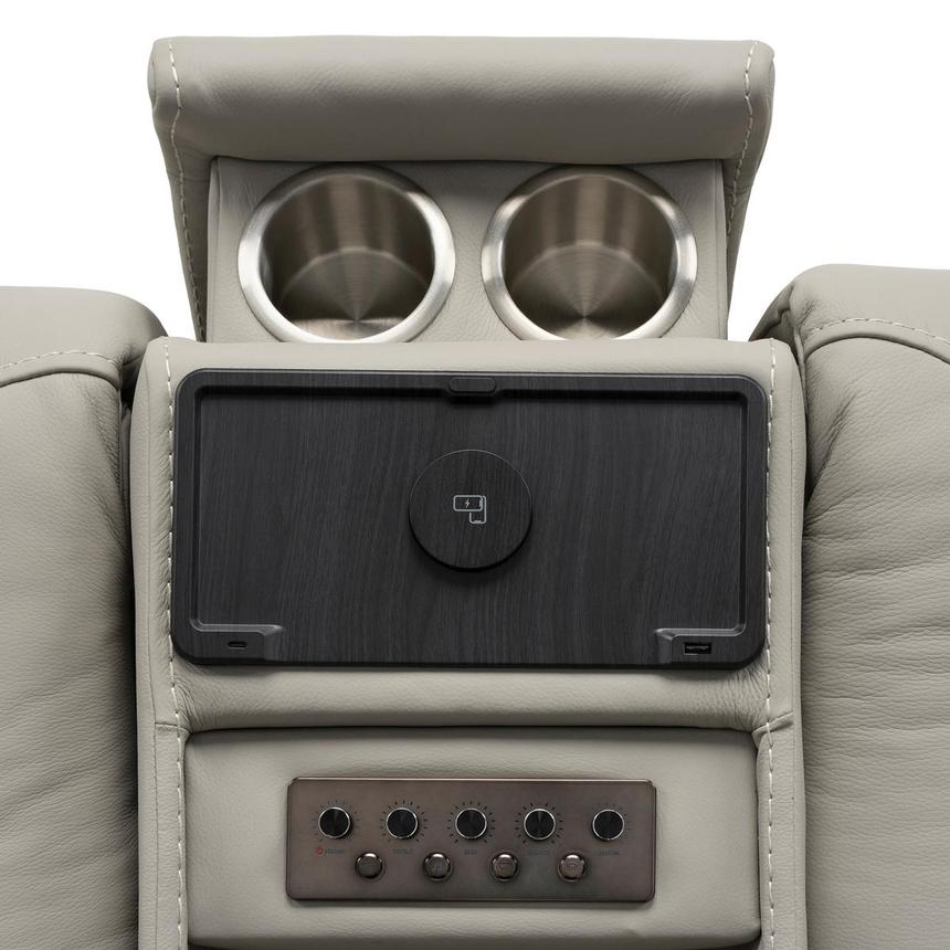 Kylo Light Gray Power Motion Leather Sofa w/Console  alternate image, 15 of 19 images.