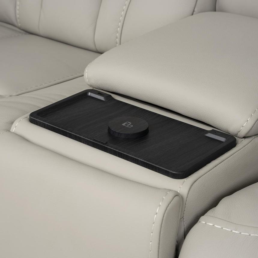 Kylo Light Gray Power Motion Leather Sofa w/Console alternate image, 16 of 19 images.