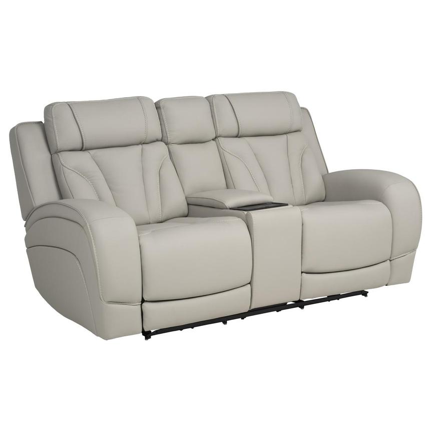 Kylo Light Gray Power Motion Leather Sofa w/Console alternate image, 3 of 19 images.
