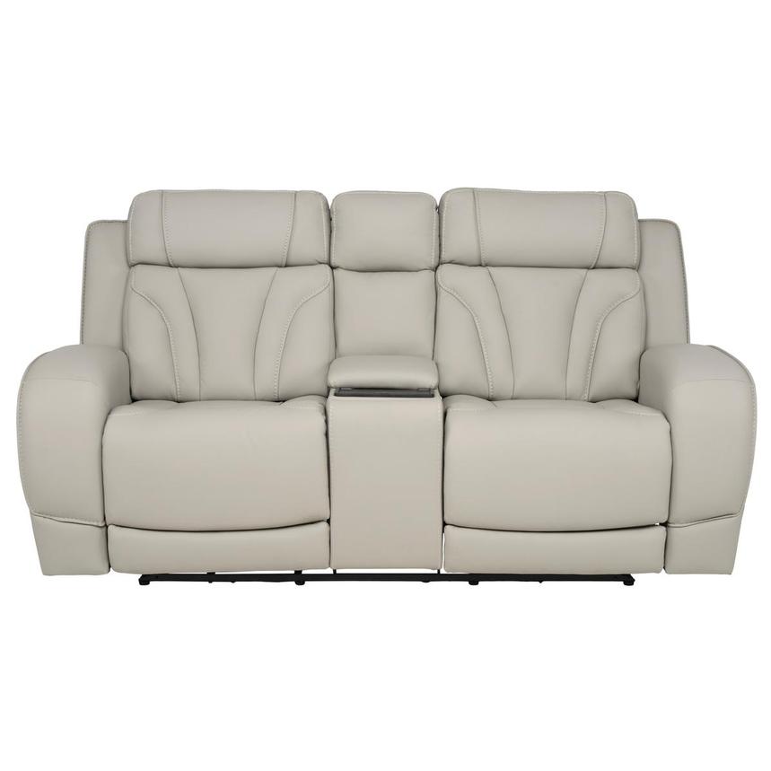 Kylo Light Gray Power Motion Leather Sofa w/Console main image, 1 of 19 images.