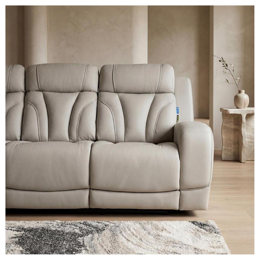 Kylo Light Gray Power Motion Leather Sofa alternate image, 3 of 13 images.