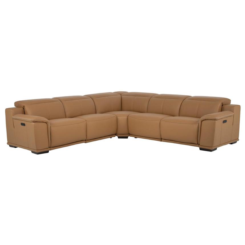 Davis 2.0 Tan Leather Power Reclining Sectional with 5PCS/3PWR main image, 1 of 11 images.