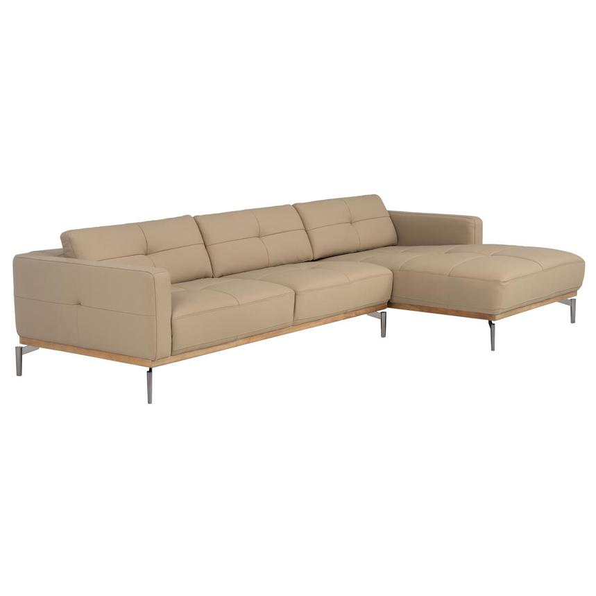 Nate Taupe Leather Corner Sofa w/Right Chaise alternate image, 3 of 12 images.