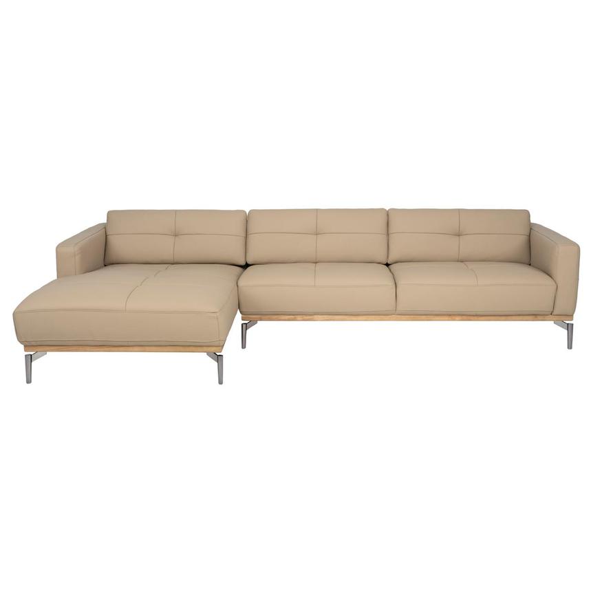 Nate Taupe Leather Corner Sofa w/Left Chaise main image, 1 of 12 images.