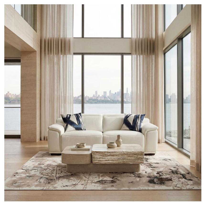 Davis 2.0 White Leather Power Reclining Sofa  alternate image, 3 of 12 images.