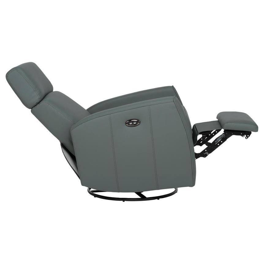Lucca Blue Leather Power Swivel Glider Recliner  alternate image, 5 of 10 images.