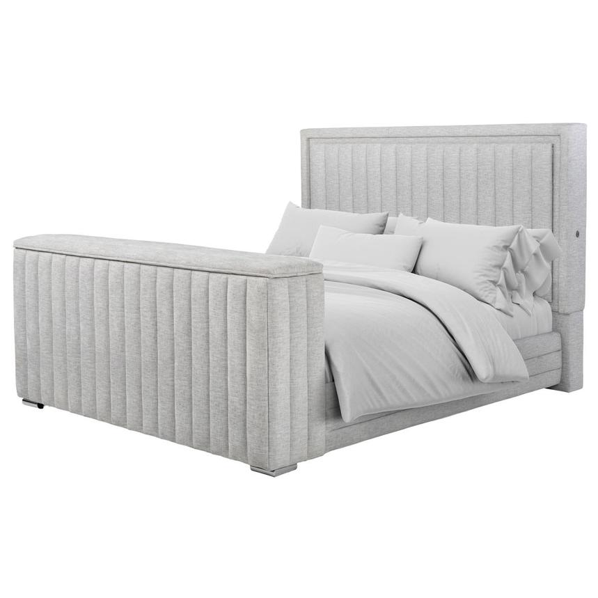 Ellia King Panel Bed w/LED Lights, TV Lift & Fireplace main image, 1 of 13 images.