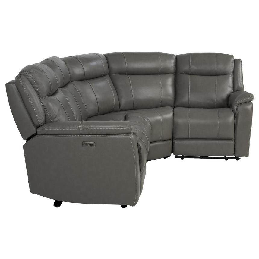 Samuel Dark Gray Leather Power Reclining Sectional with 4PCS/2PWR alternate image, 4 of 8 images.