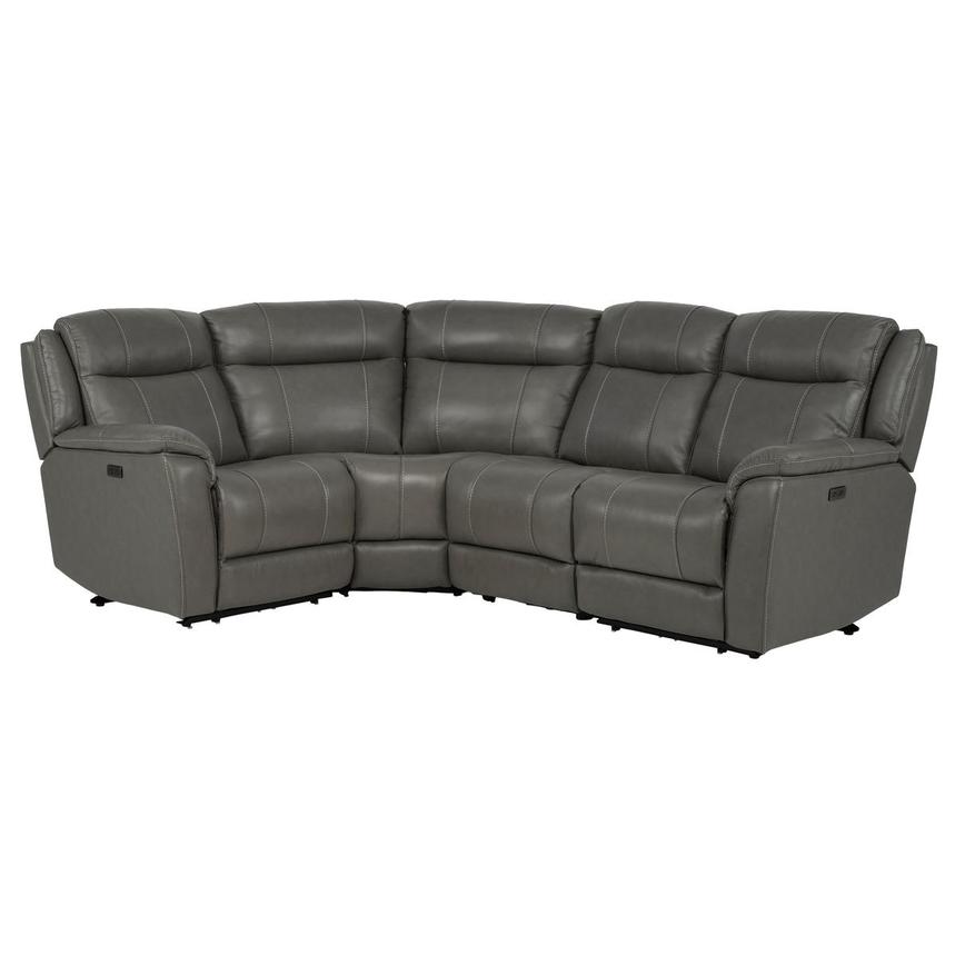 Samuel Dark Gray Leather Power Reclining Sectional with 4PCS/2PWR main image, 1 of 8 images.