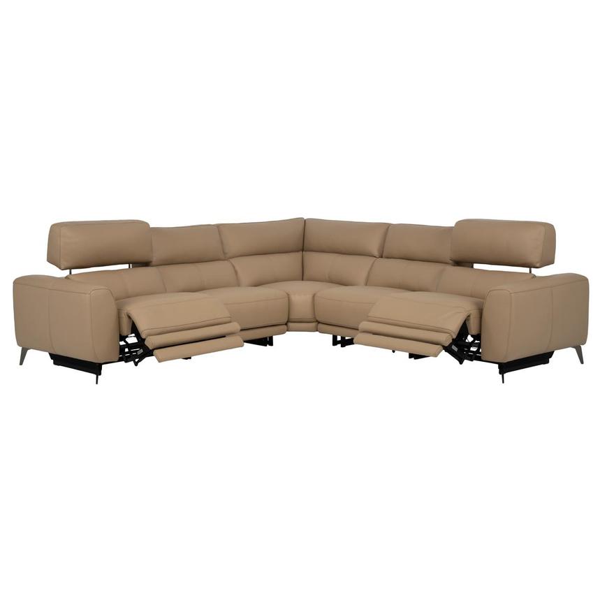 Granet Dark Cream Leather Power Reclining Sectional with 5PCS/2PWR alternate image, 3 of 12 images.