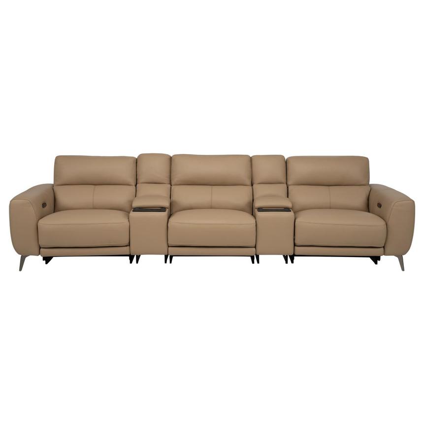 Granet Dark Cream Home Theater Leather Seating with 5PCS/3PWR