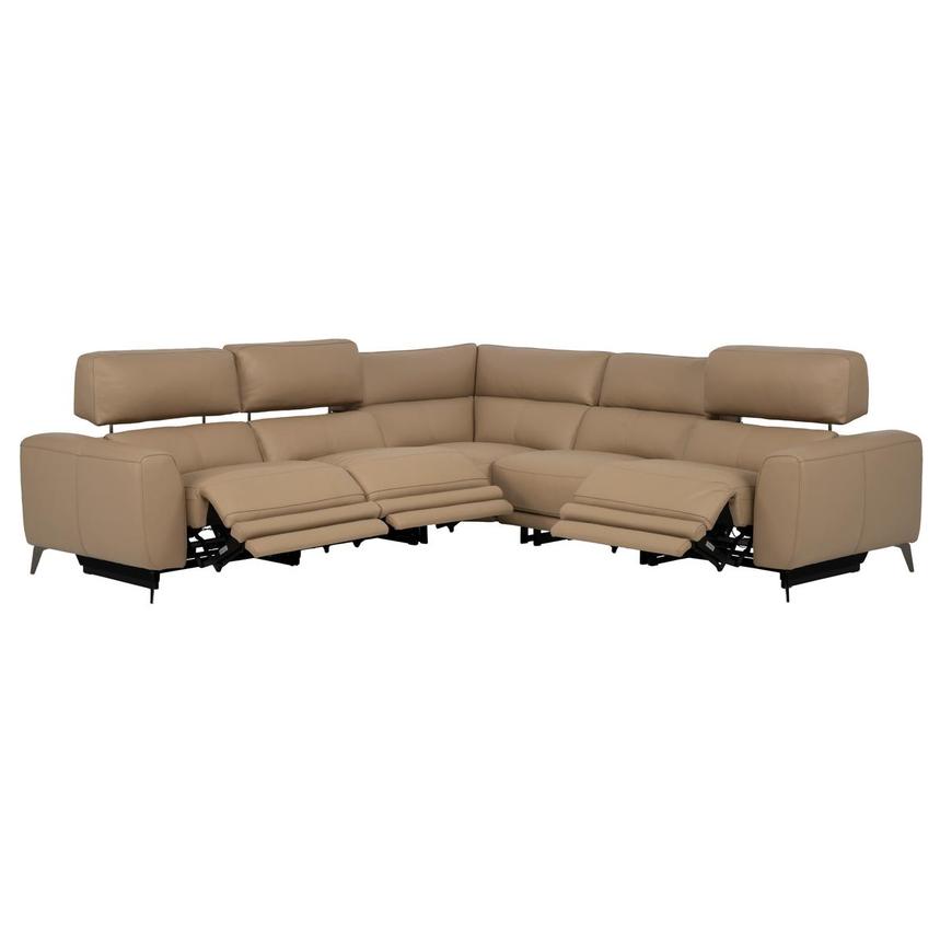 Granet Dark Cream Leather Power Reclining Sectional with 5PCS/3PWR alternate image, 3 of 13 images.