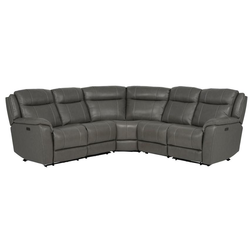 Samuel Dark Gray Leather Power Reclining Sectional with 5PCS/2PWR  main image, 1 of 9 images.