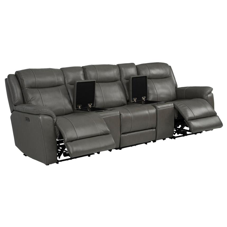 Samuel Dark Gray Home Theater Leather Seating with 5PCS/2PWR alternate image, 4 of 9 images.