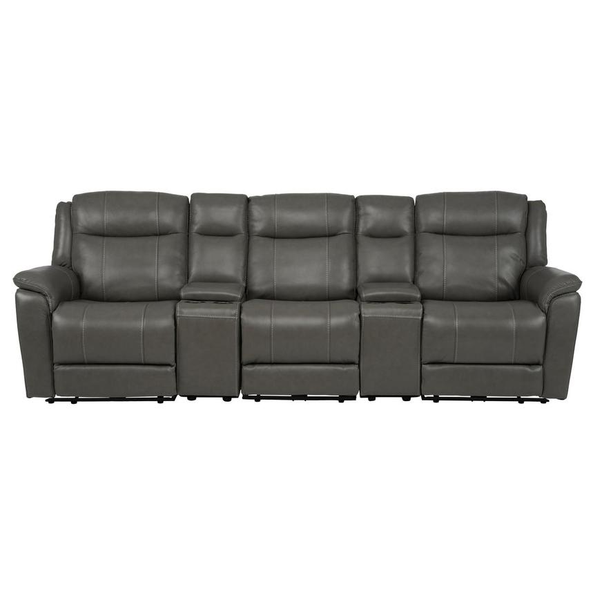 Samuel Dark Gray Home Theater Leather Seating with 5PCS/2PWR main image, 1 of 9 images.