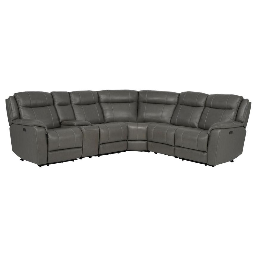 Samuel Dark Gray Leather Power Reclining Sectional with 6PCS/2PWR  main image, 1 of 11 images.