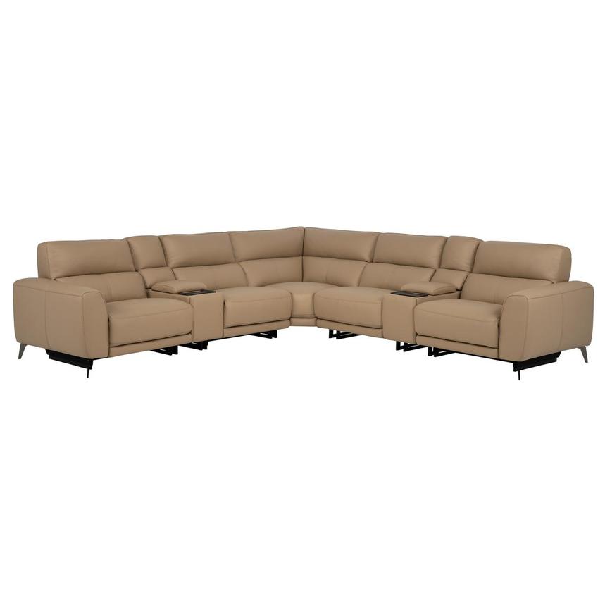 Granet Dark Cream Leather Power Reclining Sectional with 7PCS/3PWR main image, 1 of 2 images.