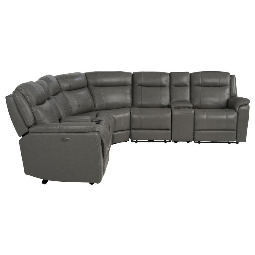 Samuel Dark Gray Leather Power Reclining Sectional with 7PCS/3PWR alternate image, 4 of 13 images.