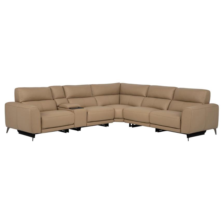 Granet Dark Cream Leather Power Reclining Sectional with 6PCS/2PWR