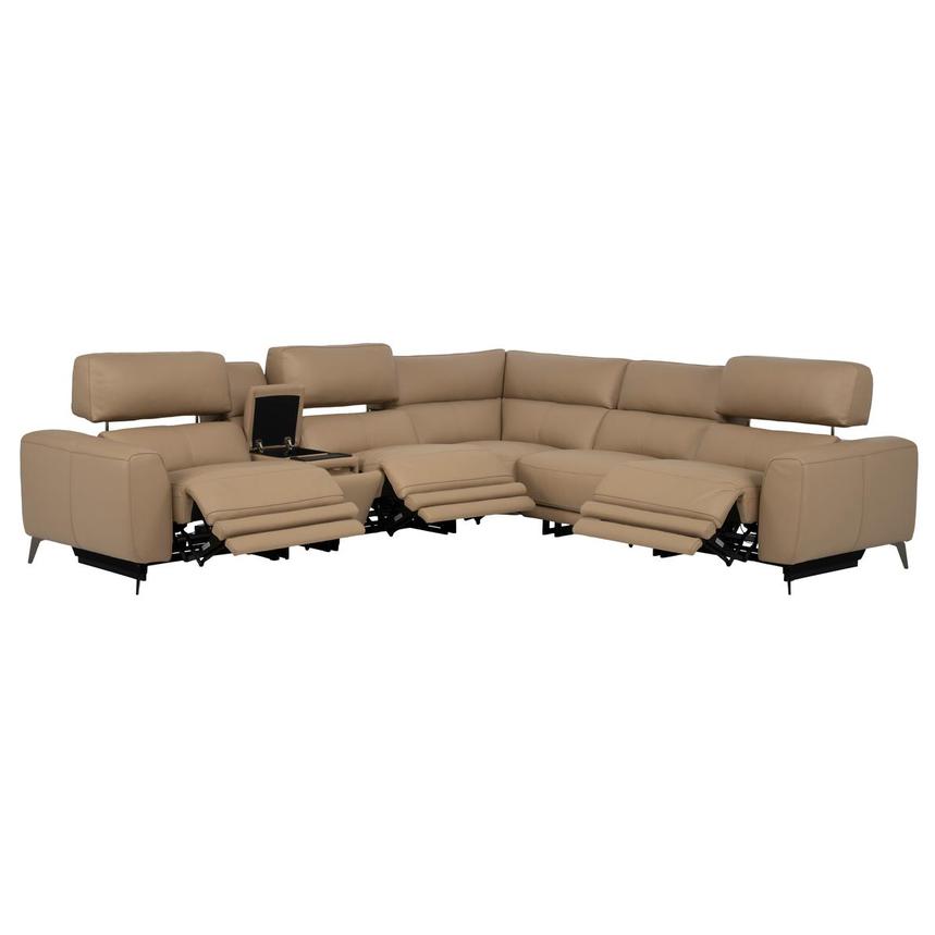 Granet Dark Cream Leather Power Reclining Sectional with 6PCS/3PWR alternate image, 3 of 17 images.