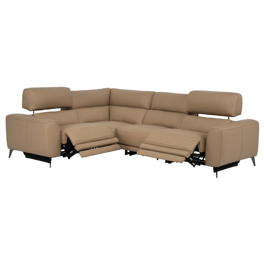 Granet Dark Cream Leather Power Reclining Sectional with 4PCS/2PWR alternate image, 3 of 13 images.