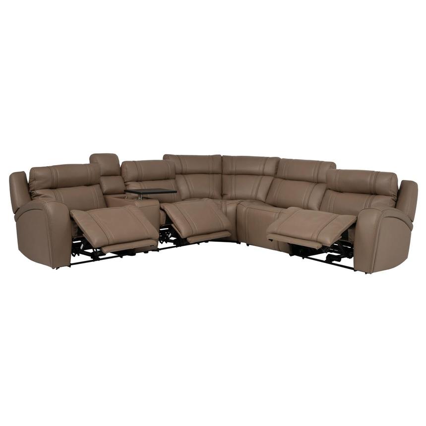 Galaxy Light Brown Leather Power Reclining Sectional with 6PCS/3PWR alternate image, 3 of 15 images.
