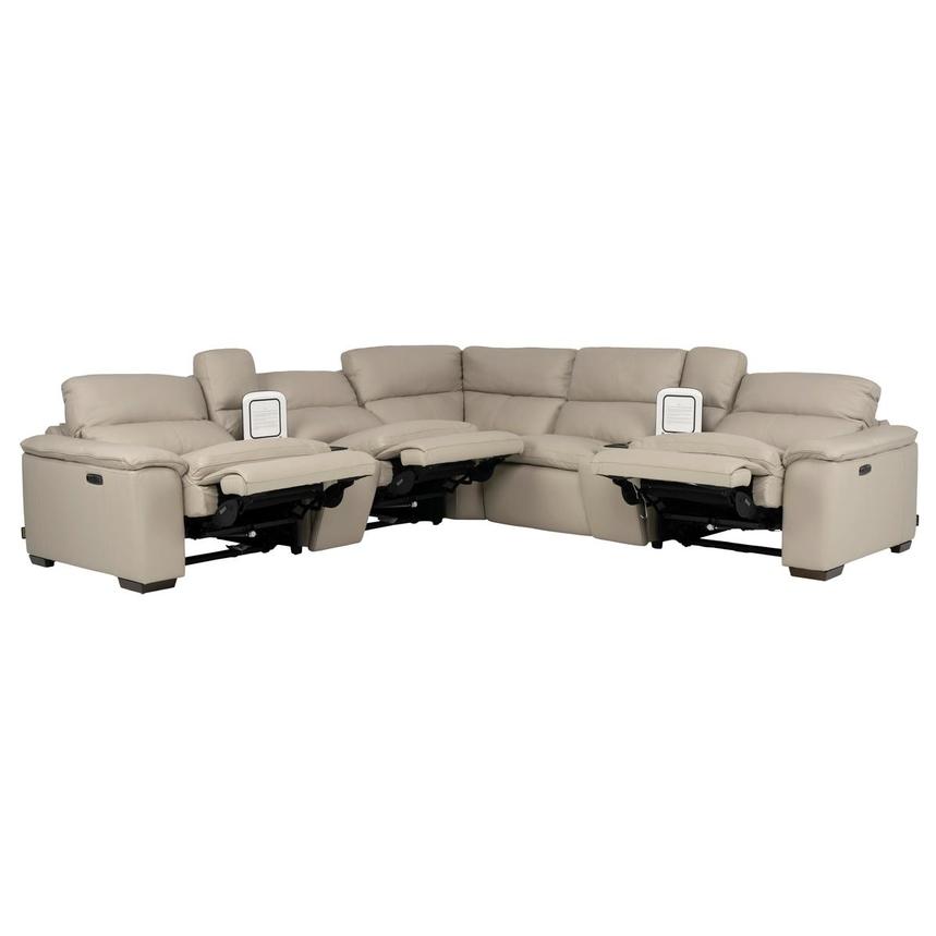 Volt Taupe Leather Power Reclining Sectional with 7PCS/3PWR alternate image, 3 of 11 images.
