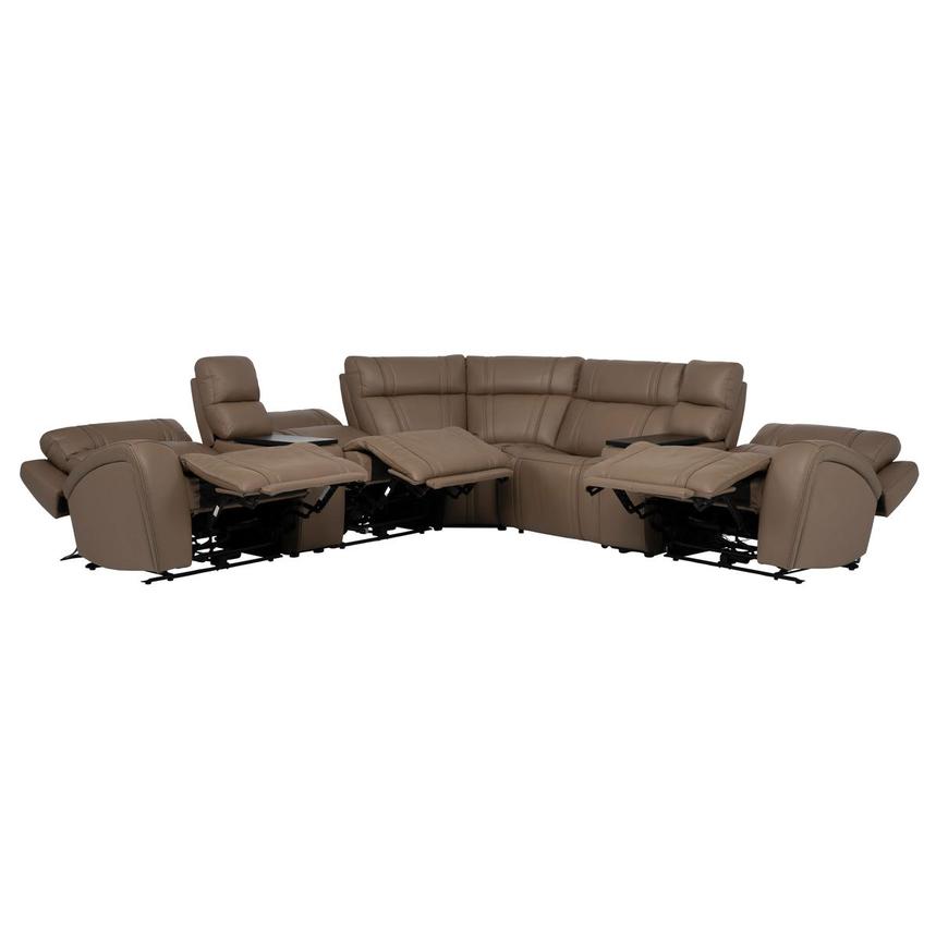 Galaxy Light Brown Leather Power Reclining Sectional with 7PCS/3PWR alternate image, 3 of 14 images.