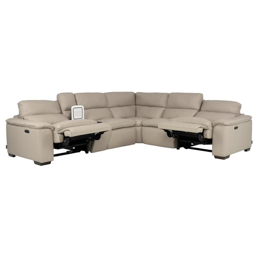 Volt Taupe Leather Power Reclining Sectional with 6PCS/2PWR alternate image, 3 of 11 images.