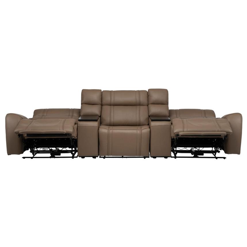 Galaxy Light Brown Home Theater Leather Seating with 5PCS/2PWR alternate image, 3 of 23 images.