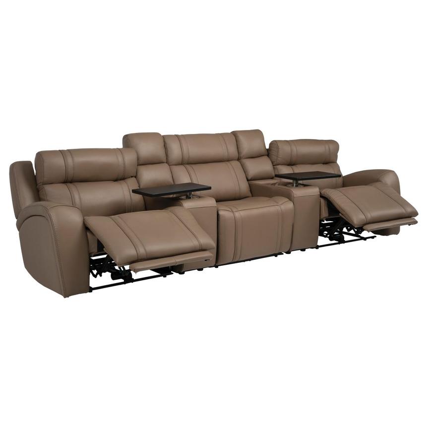 Galaxy Light Brown Home Theater Leather Seating with 5PCS/2PWR alternate image, 8 of 23 images.