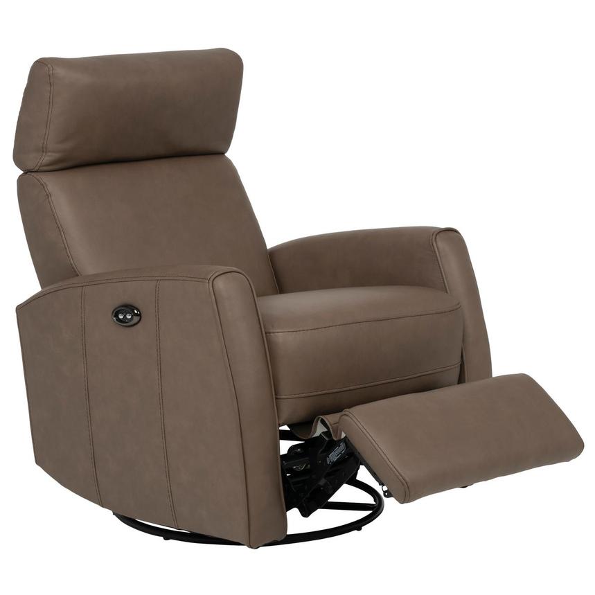Lucca Brown Leather Power Swivel Glider Recliner alternate image, 3 of 11 images.