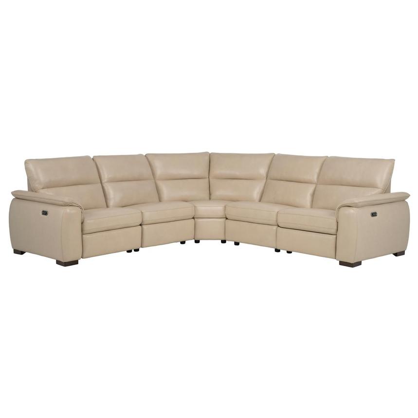 Promenade Beige Leather Power Reclining Sectional with 5PCS/2PWR  main image, 1 of 7 images.