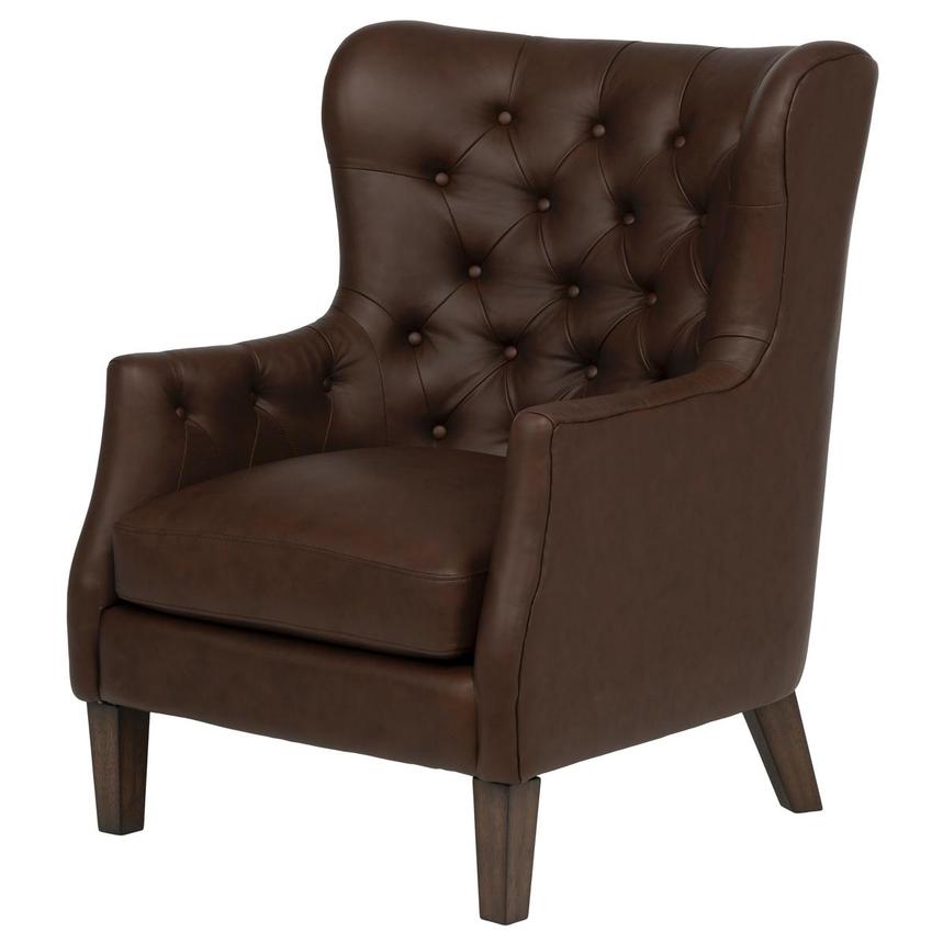 Belvedere Brown Leather Accent Chair main image, 1 of 10 images.