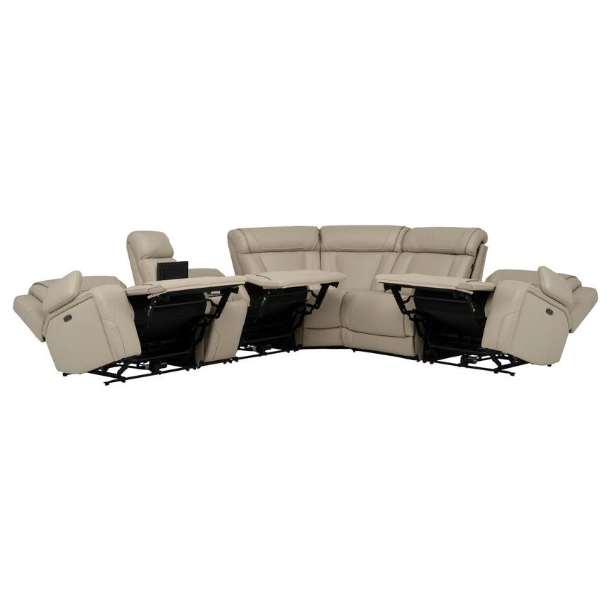 Odyssey Beige 6PCS/3PWR Leather Power Reclining Sectional w/Beverage Cooler alternate image, 3 of 13 images.