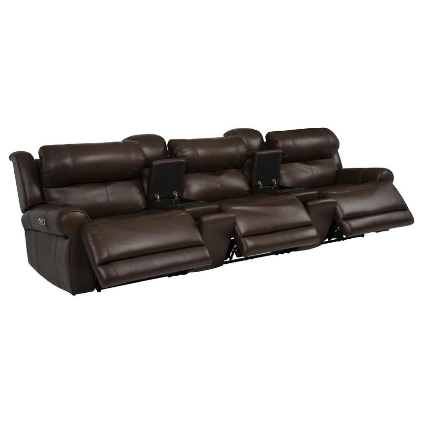 Bruno Brown Home Theater Leather Seating with 5PCS/3PWR alternate image, 3 of 13 images.