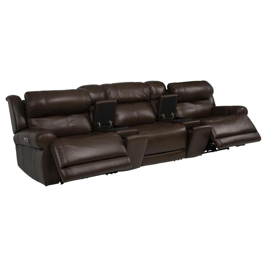 Bruno Brown Home Theater Leather Seating with 5PCS/2PWR alternate image, 3 of 12 images.