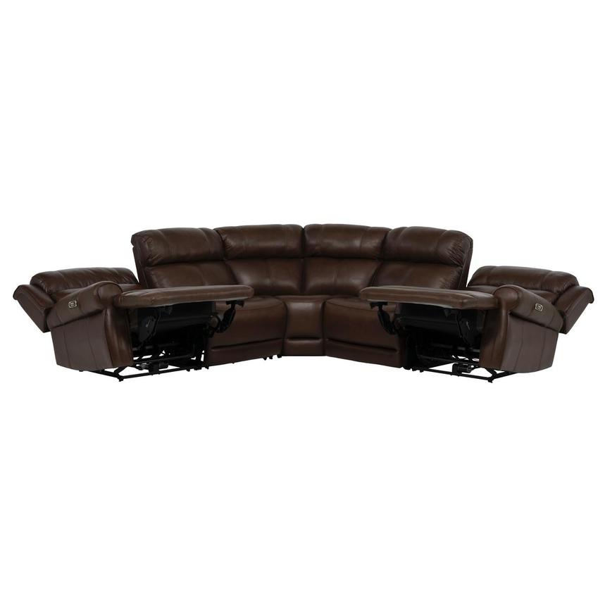 Bruno Brown Leather Power Reclining Sectional with 5PCS/2PWR  alternate image, 3 of 10 images.