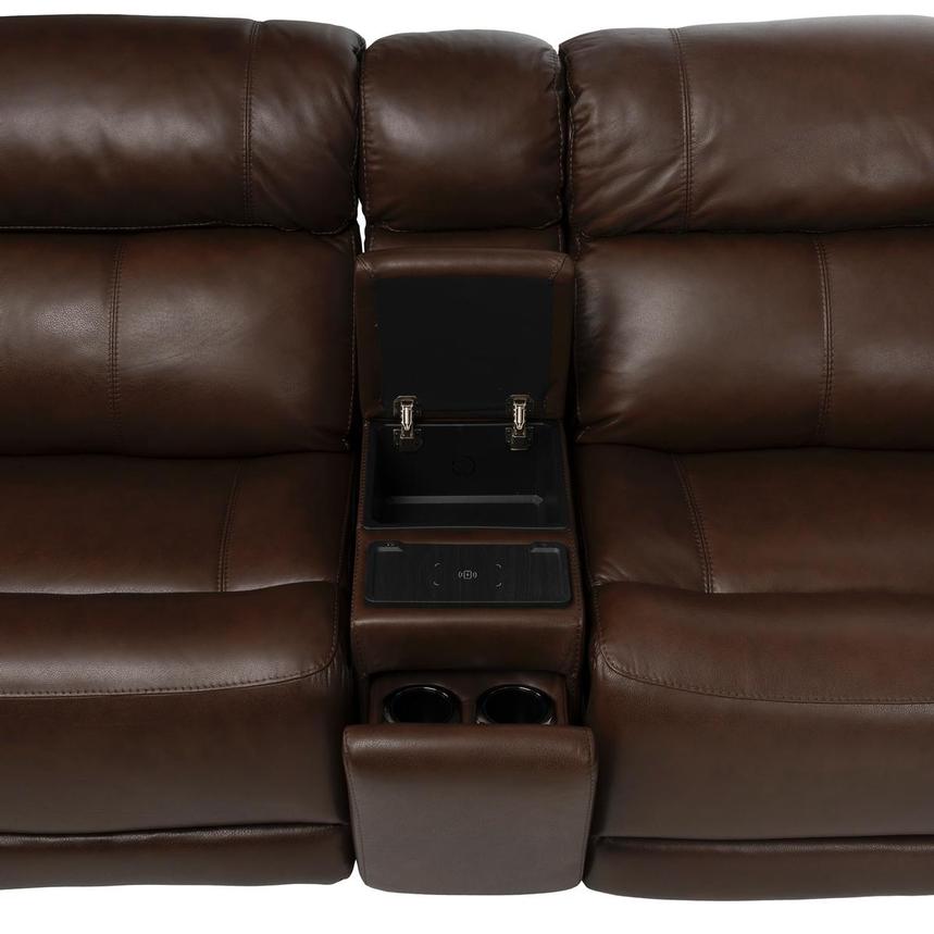 Bruno Brown Leather Power Reclining Sectional with 6PCS/3PWR  alternate image, 8 of 14 images.