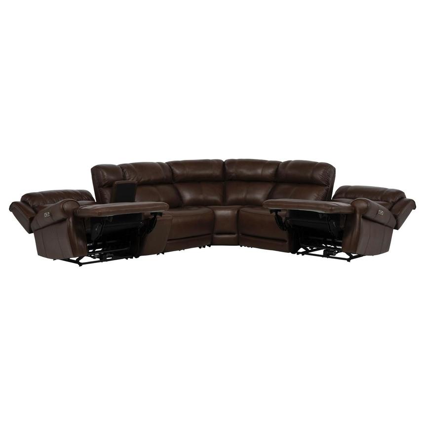 Bruno Brown Leather Power Reclining Sectional with 6PCS/2PWR  alternate image, 3 of 14 images.
