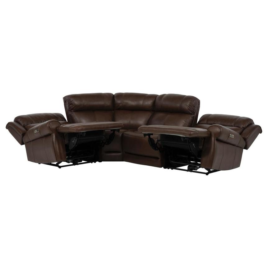 Bruno Brown Leather Power Reclining Sectional with 4PCS/2PWR alternate image, 3 of 10 images.