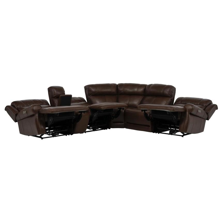 Bruno Brown Leather Power Reclining Sectional with 6PCS/3PWR  alternate image, 3 of 14 images.