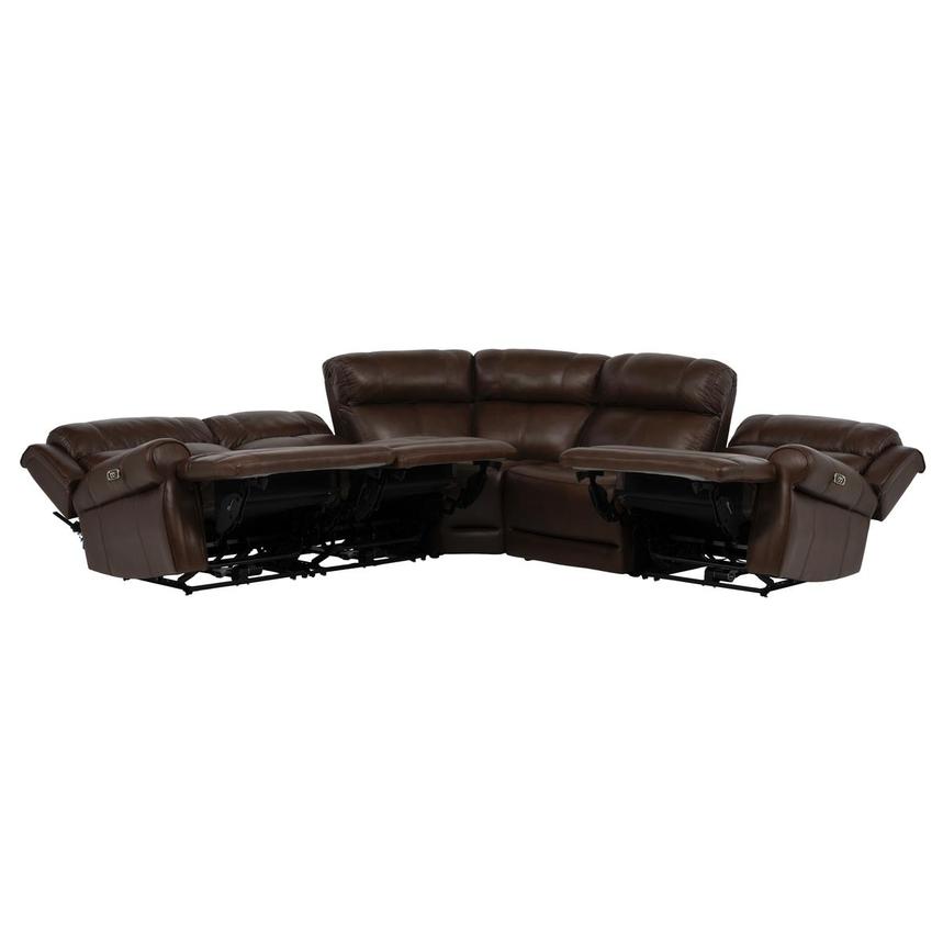 Bruno Brown Leather Power Reclining Sectional with 5PCS/3PWR alternate image, 3 of 11 images.