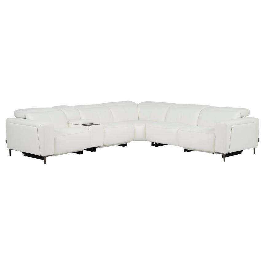 Miami White Leather Power Reclining Sectional with 6PCS/3PWR