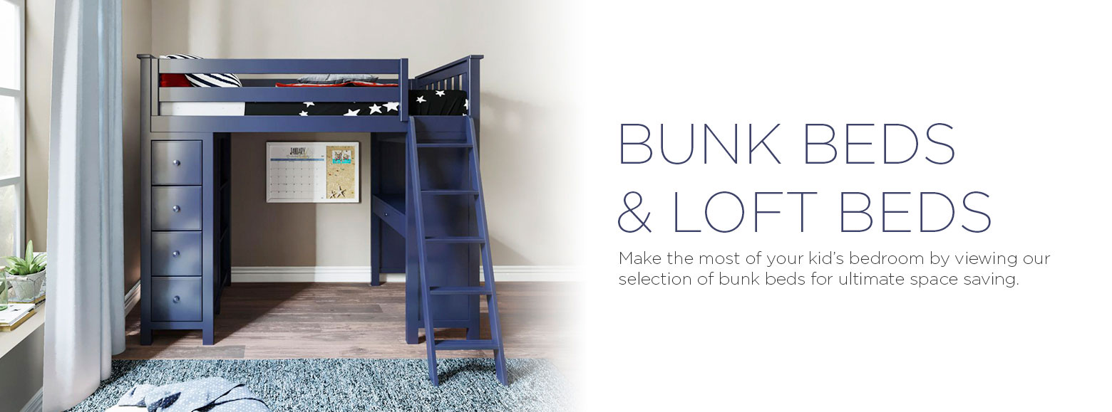 Bunk beds and loft beds. Make the most of your kid's bedroom by viewing our selection of bunk beds for ultimate space saving.