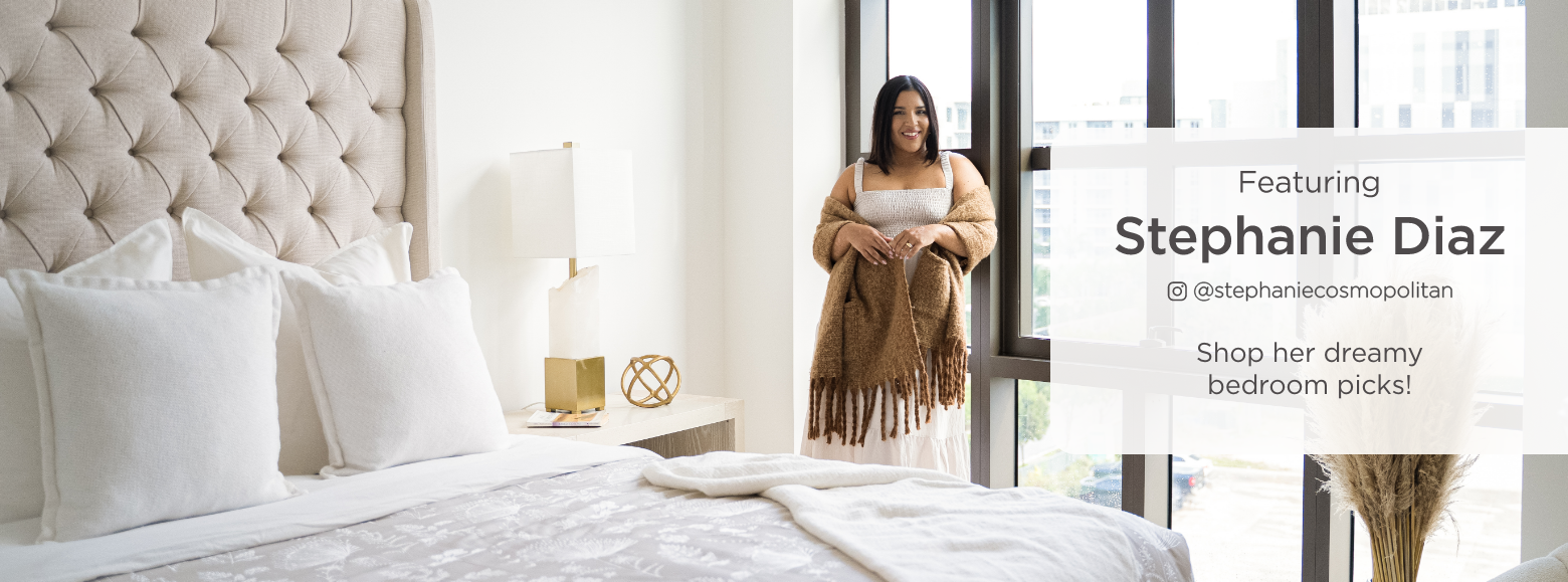 Featuring Stephanie Diaz @stephaniecosmopolitan Shop her dreamy bedroom picks!