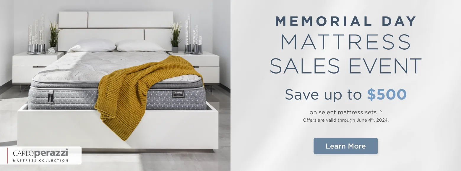 Memorial Day Mattress Sales Event
Save up to $500on select mattress sets. 5
Offers are valid through June 4th, 2024.Learn More