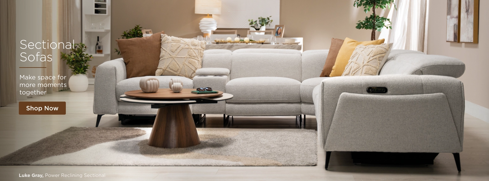 Sectional Sofas. Make space for more moments together. Shop Now. Luke Gray, Power Reclining Sectional.
