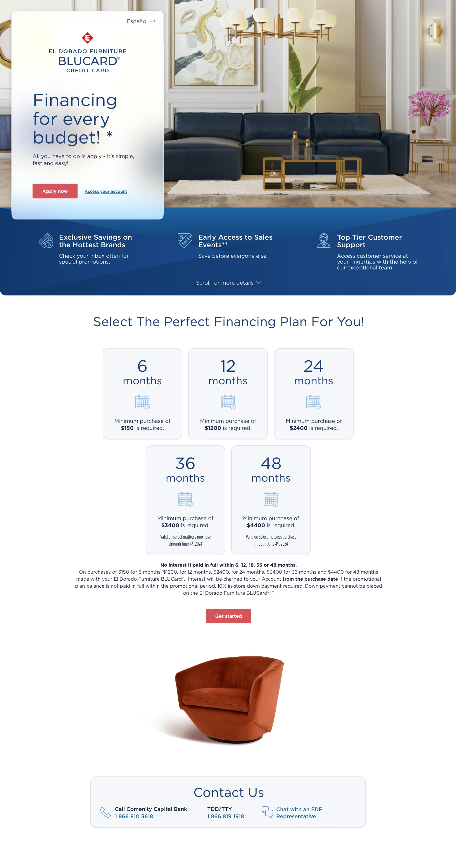 El Dorado Furniture BLUCard® Credit Card El Dorado Furniture